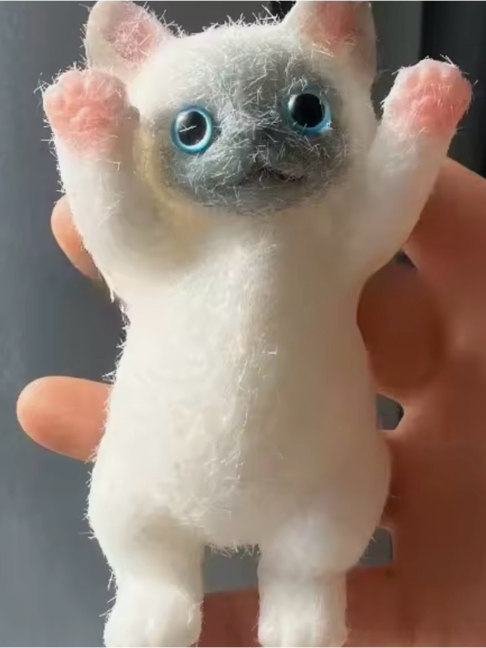 Plush White & Pink Cute Cat Action Figure Plush Toy